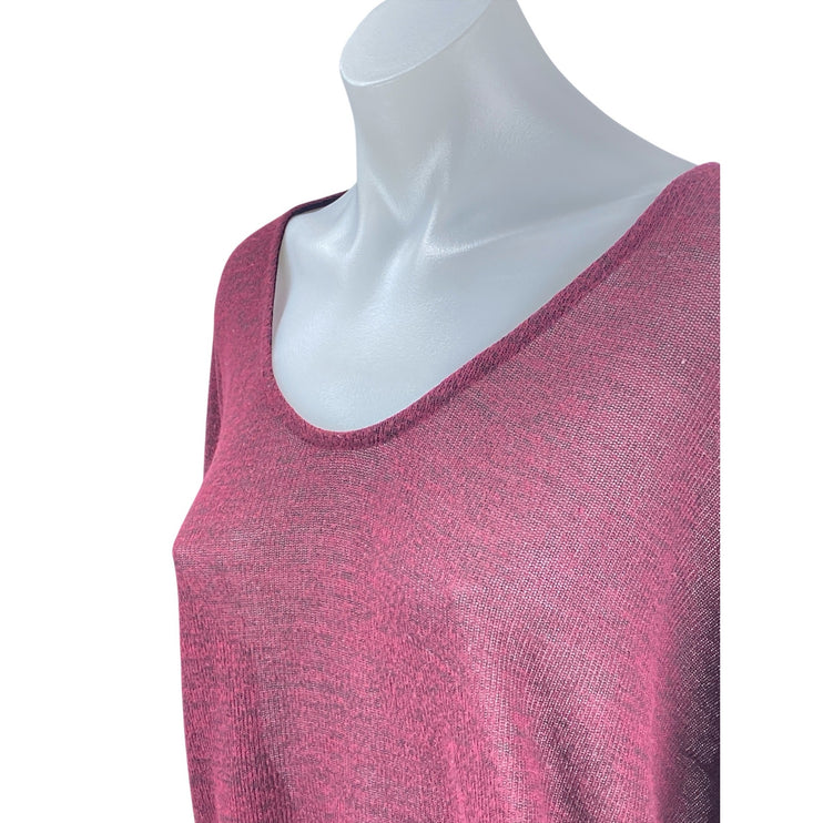 Francesca's Red Sheer Mesh Back V Neck Long Sleeve Tunic Blouse Sweater Top Sz L