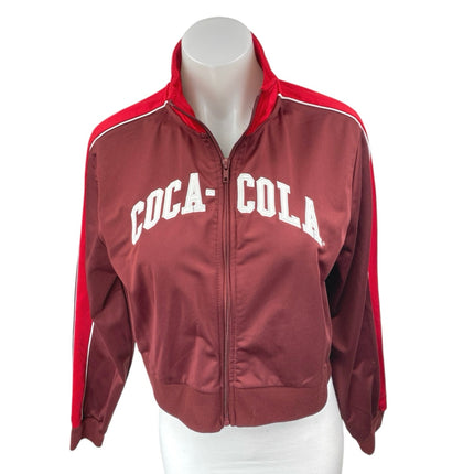 Womens Red Coca Cola Long Sleeve Striped Colorblock Zip Up Track Bomber Jacket M