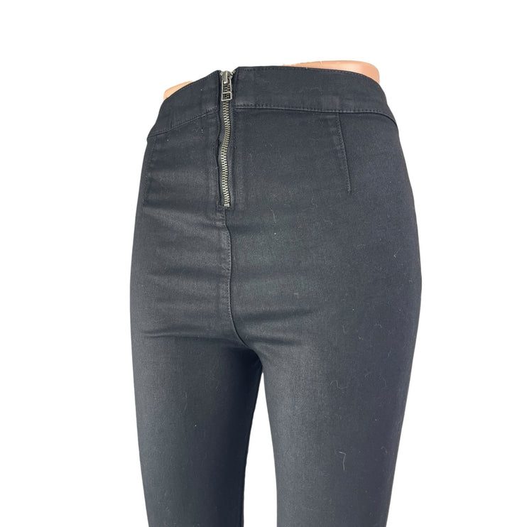 Lovers + Friends Womens Black Zip Fly High Rise Slim Skinny Denim Jeans Pants 25