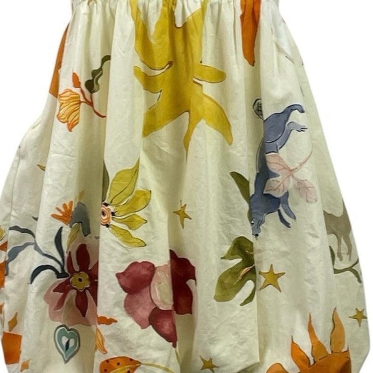 Zara Voluminous Floral Sleeveless Mini Balloon Cami Tank Flare A-Line Dress Sz S