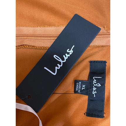 NEW Lulus Orange Silk Satin Pleated Sleeveless Midi Camisole Tank Slip Dress XL