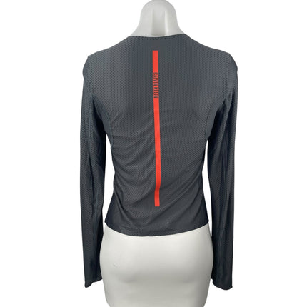 Calvin Klein Women's  Black Logo Crewneck Long Sleeve Activewear Shirt Top Sz M