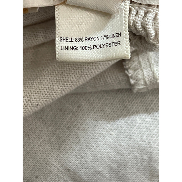 Monteau Linen Sleeveless V Neck Button Down Midi Camisole Tank A-Line Dress Sz S