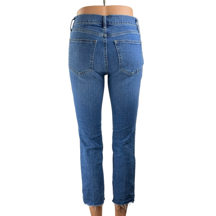 Gap Vintage Silm Women's Blue Mid Rise Frayed Hem Skinny Denim Jeans Pants Sz 26
