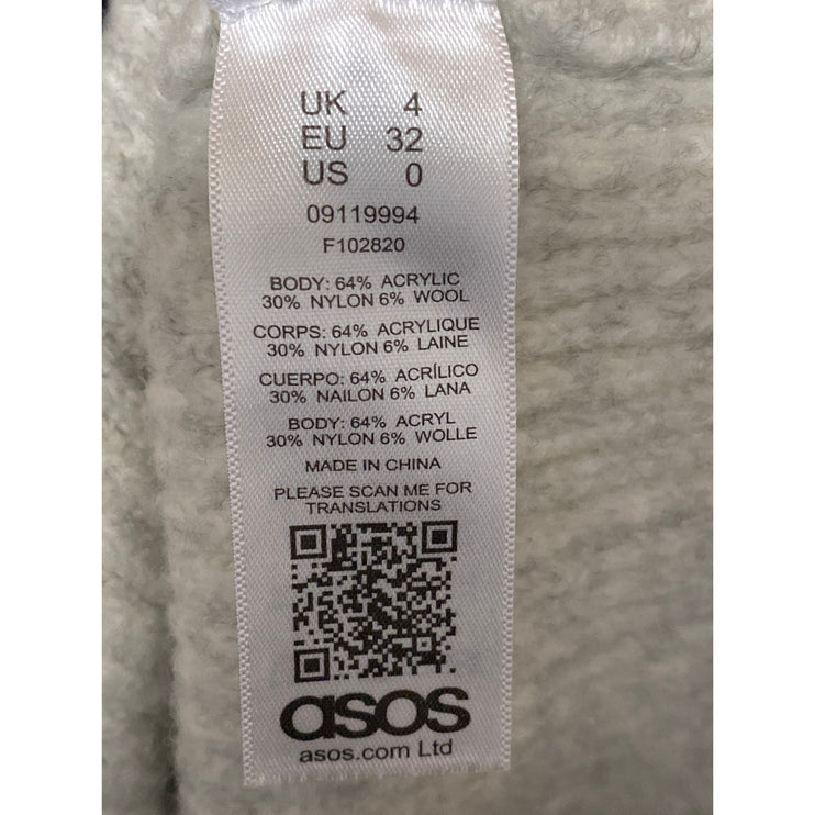 ASOS Women's Gray Long Balloon Sleeve Turtleneck Rib Knit Midi Sweater Dress 0