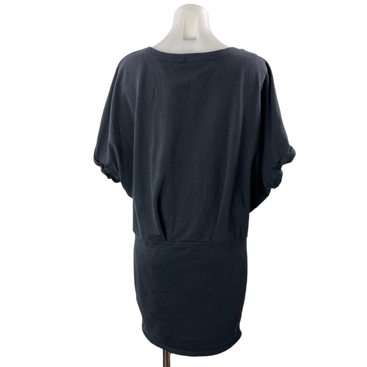 Allsaints Lea Mal Black Dolman Half Sleeve Pleat Sweatshirt Blouson Mini Dress 6