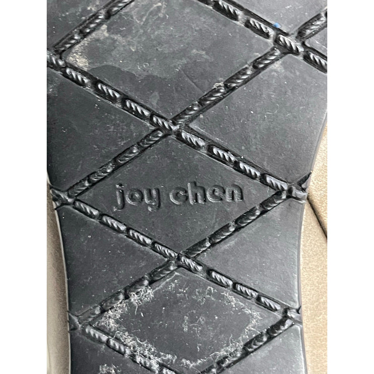 Joy Chen Women's Black Brown Suede Leather Round Toe Heeled Tall Boots Size 7