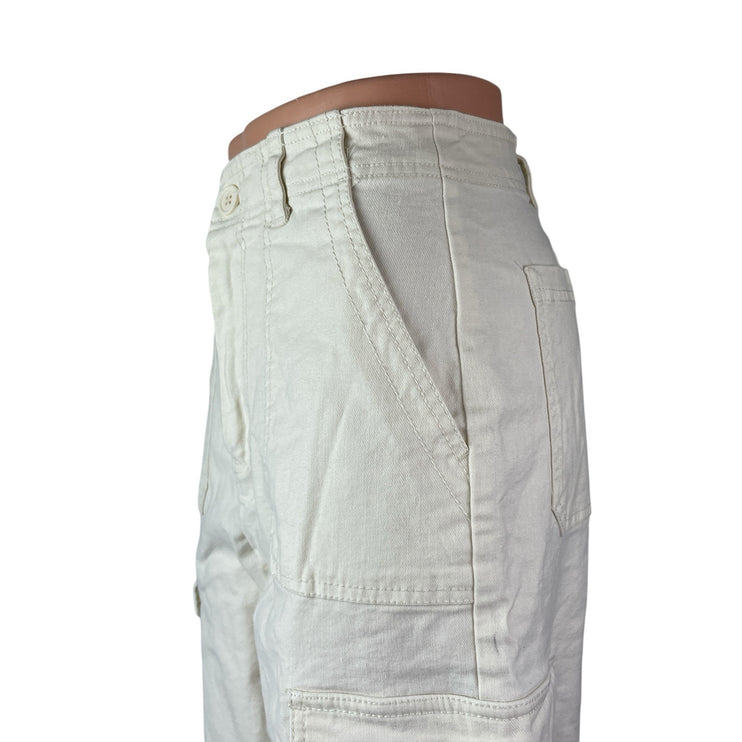 Z Supply Womens White High Rise Carrot Barrel Wide Leg Cargo Denim Jeans Pants S