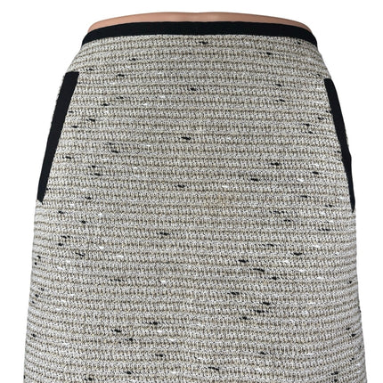 Banana Republic Ivory Black Metallic Shimmer Tweed Mini Straight Pencil Skirt 2