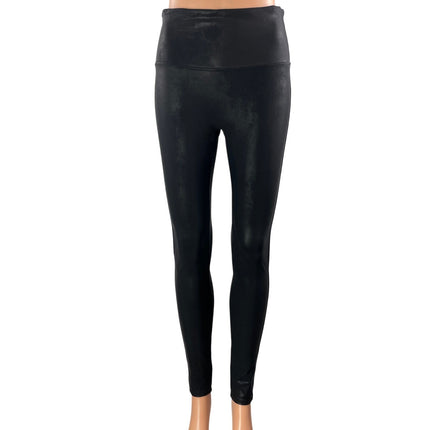Spanx Women's Black Faux Leather Vegan Stretch High Rise Leggings Pants Size L