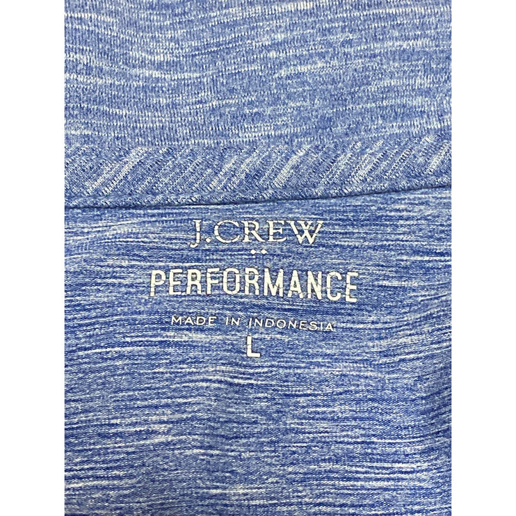 J.Crew Men's Blue Heathered Short Sleeve Golf Performance Polo Shirt Top Size L