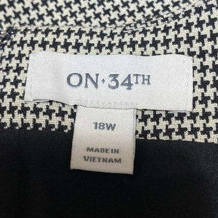 On 34th Black White Houndstooth Gingham Check Sleeveless Mini Shift Dress Sz 18W