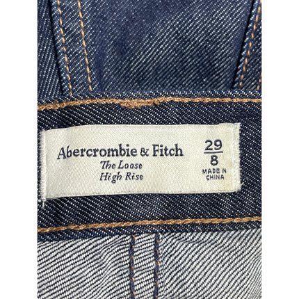 Abercrombie & Fitch Blue Loose Fit Baggy High Rise Straight Denim Jeans Pants 29
