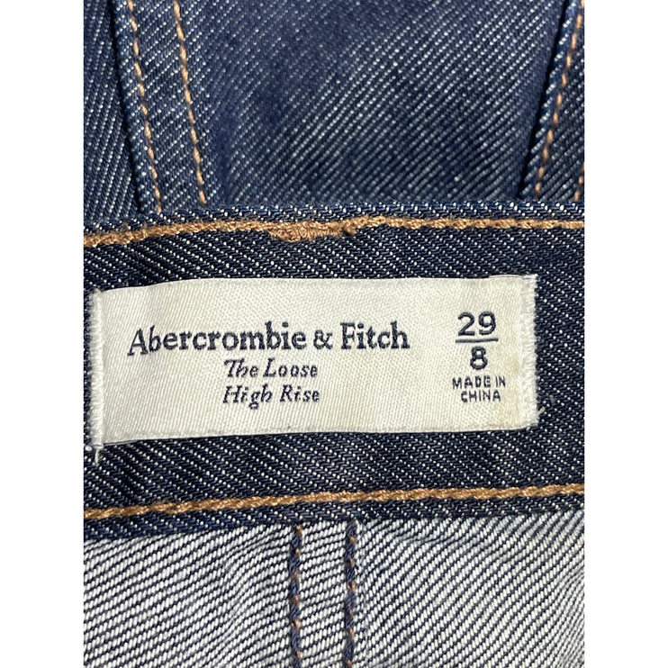 Abercrombie & Fitch Blue Loose Fit Baggy High Rise Straight Denim Jeans Pants 29