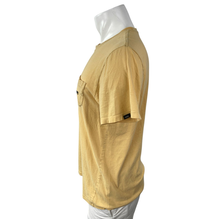 Vans Men's Yellow Logo Short Sleeve Crew Neck Custom Fit T Shirt Tee Top Size M
