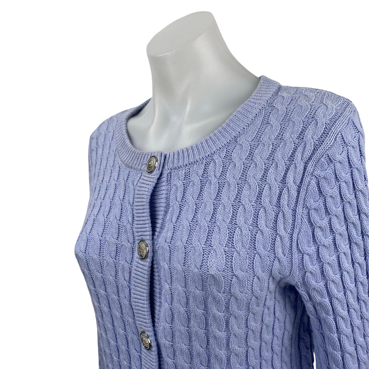 H&M Women's Blue Cable Knit Long Sleeve Button Down Crop Cardigan Sweater Top S