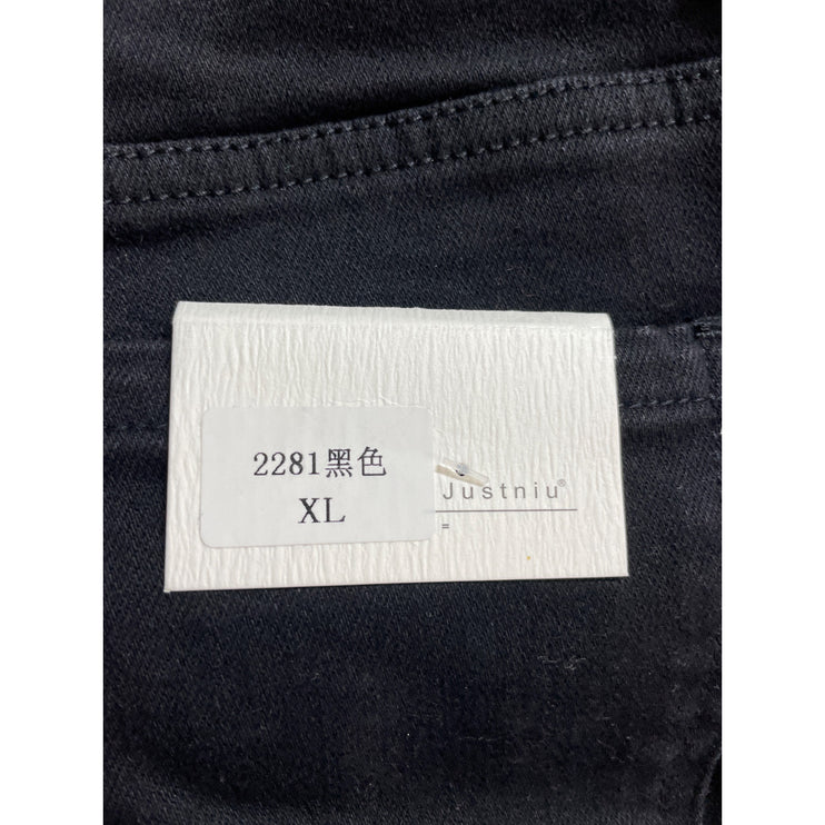 NEW Bowknot Women's Black High Rise Slit Flared Bootcut Denim Jeans Size XL
