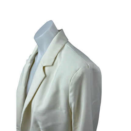 Love Tree White Open Front Long Sleeve Classic Boyfriend Blazer Coat Jacket XL