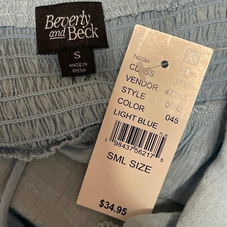 NEW Beverly and Beck Womens Blue Sleeveless Halter Neck Peplum Tank Top Size S