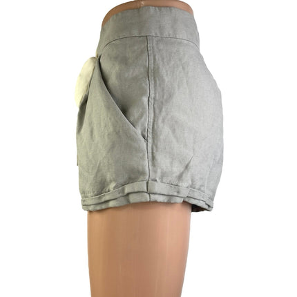 Aritzia Wilfred Gray Linen Drawstring Pleated High Waisted Casual Shorts Size 2