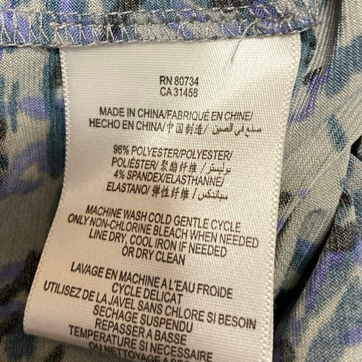 BCBGeneration Blue Abstract Long Sleeve Faux Wrap Mini Sheath Dress Size XS