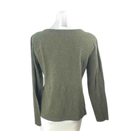 J.Crew Artist Tee Women's Green Long Sleeve Knit Basic Boat Neck T Shirt Top L