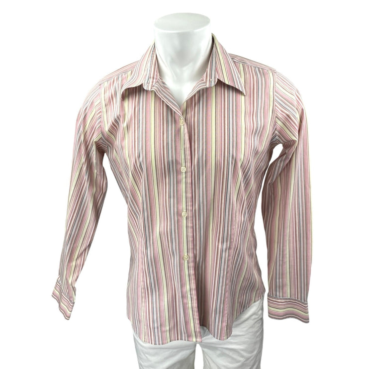Eddie Bauer Men's Pink Striped Long Sleeve Stretch Button Down Shirt Top Size L