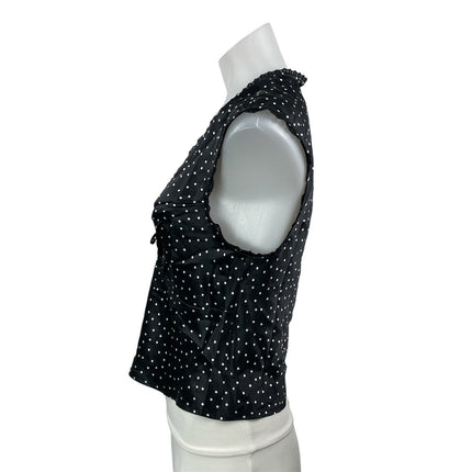 Reformation Cherry 100% Silk Black White Sleeveless Polka Dots Blouse Top Size 6