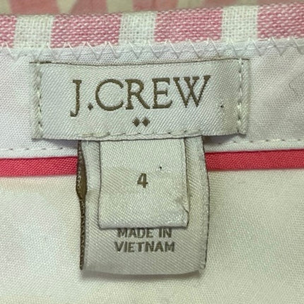 J.Crew Women's Pink White Linen Striped Mid Rise Button Casual Shorts Size 4