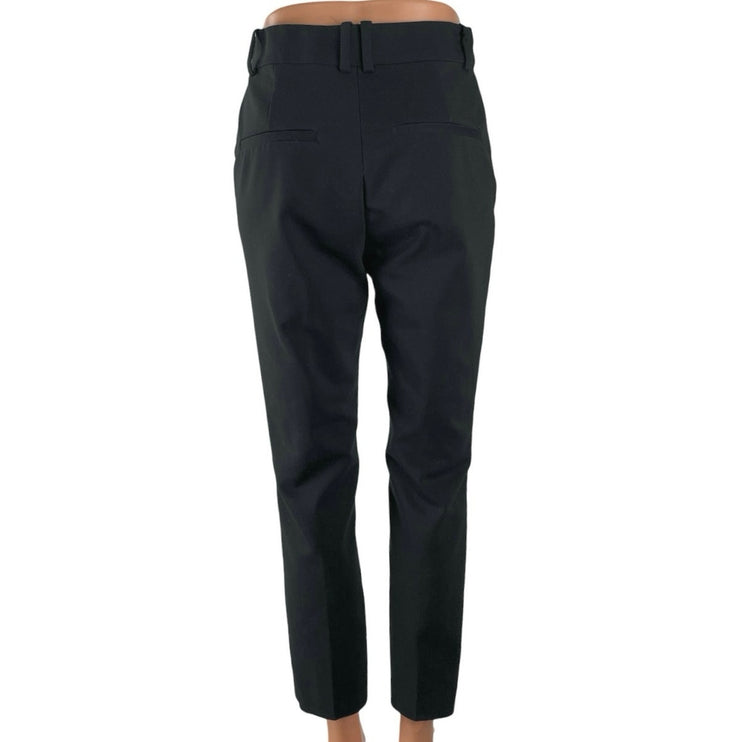 H&M Womens Black High Rise Slim Straight Career Work Ankle Trousers Pants Size 4