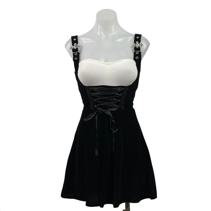 NEW Dolls Kill The Grave Girl Moonlit Maven Black Velvet A-Line Tank Dress XXS