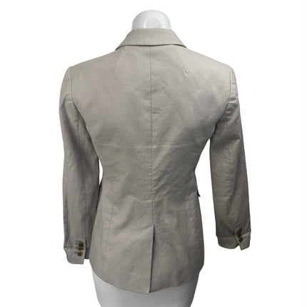 J.Crew Women's Beige Two Button Notch Collar Long Sleeve Blazer Coat Jacket Sz 0