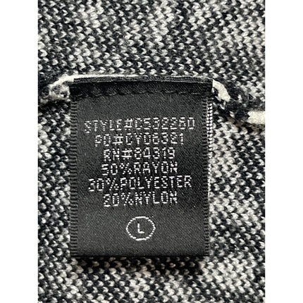 Cyrus Women's Black White Batik Floral Open Front Long Cardigan Sweater Top L