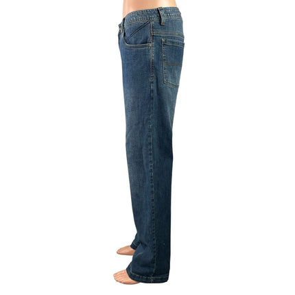 Prana Men's Blue Medium Wash Mid Rise Relaxed Straight Denim Jeans Size 33x32