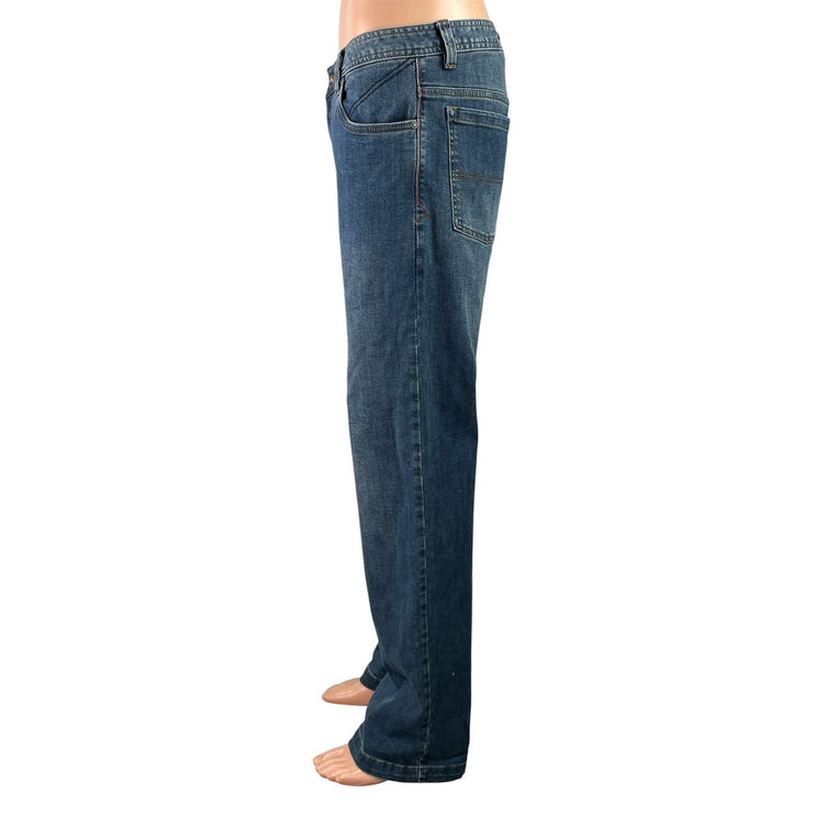 Prana Men's Blue Medium Wash Mid Rise Relaxed Straight Denim Jeans Size 33x32