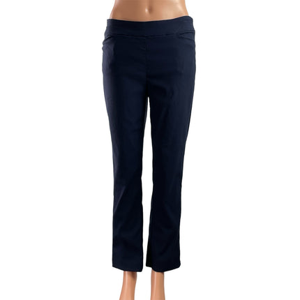 Hilary Radley Womens Blue Mid Rise Slim Fit Flared Leg Trousers Dress Pants Sz S