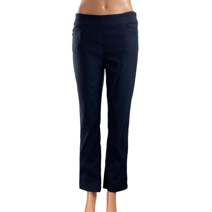 Hilary Radley Womens Blue Mid Rise Slim Fit Flared Leg Trousers Dress Pants Sz S