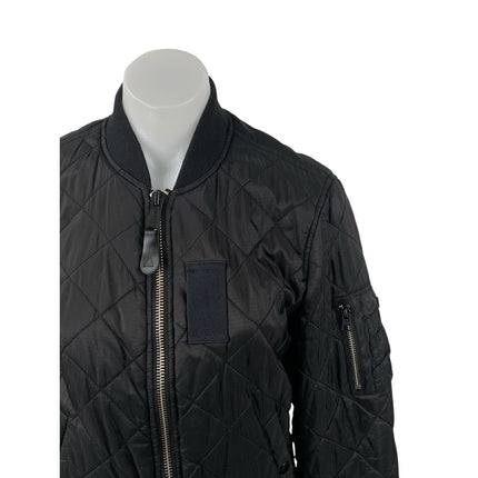 Alpha Industries MA-1 Diamond Black Quilted Long Sleeve Bomber Coat Jacket Sz S
