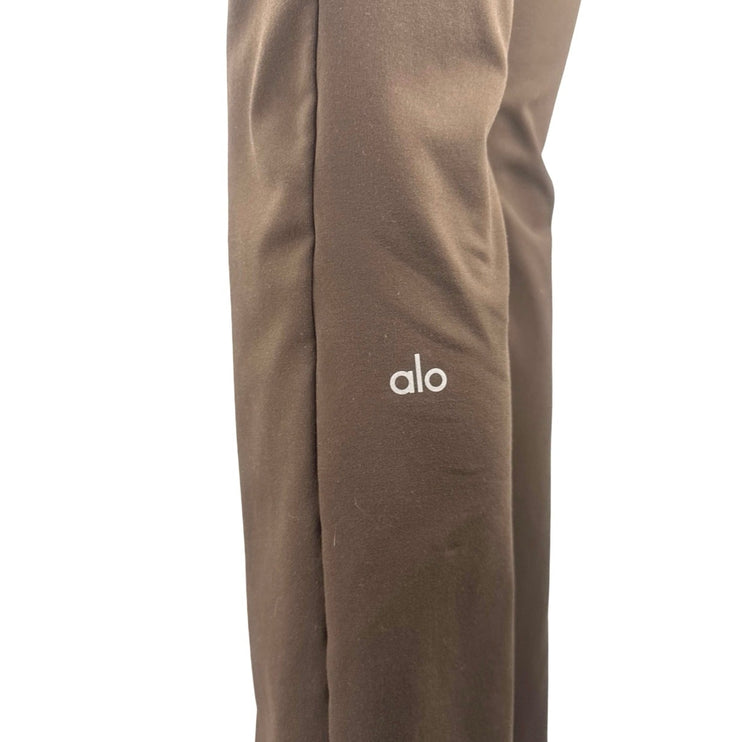 Alo Yoga Airbrush Women's Brown Front Slit Flare Athletic Leggings Pants Size XS