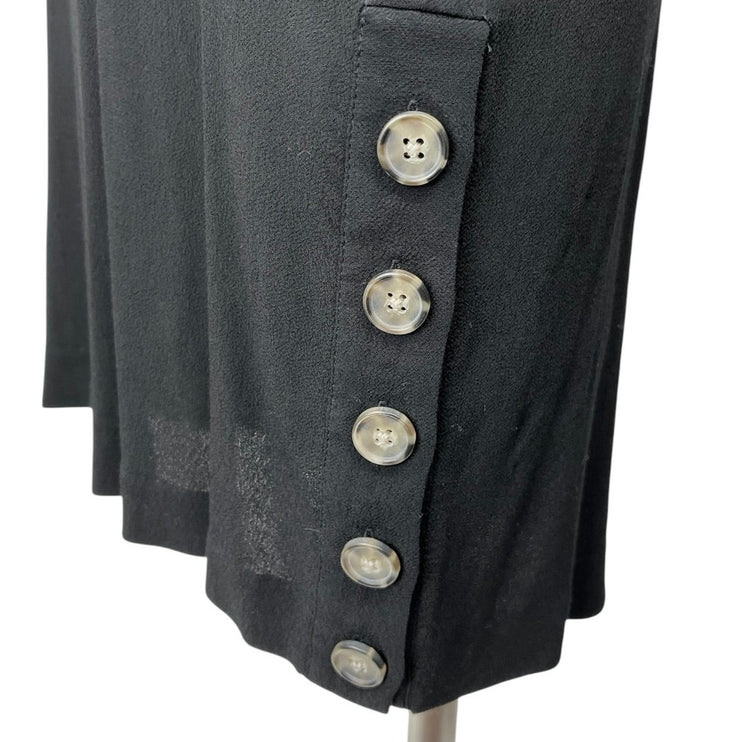 Madewell Women's Black Deep V Short Sleeve Button Hem T Shirt Mini Dress Size S