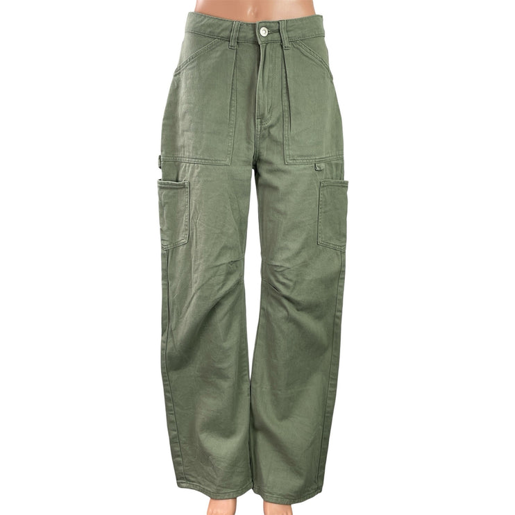Princess Polly Green High Rise Pockets Wide Leg Baggy Denim Jeans Cargo Pants 4