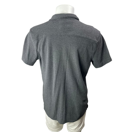 MBX Women's Gray Short Sleeve Chest Pocket Knit Button Down Shirt Top Size L