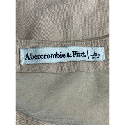 Abercrombie & Fitch Beige Sleeveless V Neck Button Shirt Crop Tank Vest Top Sz L