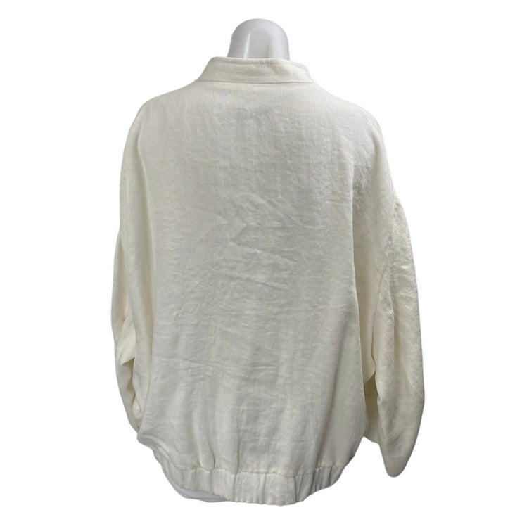 Zara Women's White Snap Button Down Long Sleeve Pockets Oversized Coat Jacket M