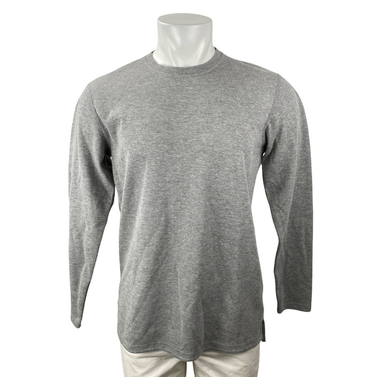 BYLT Men's Gray Long Sleeve Crew Neck Waffle Knit Thermal T Shirt Tee Top Size M