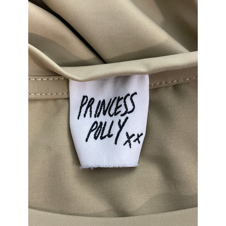 Princess Polly Women's Khaki Crew Neck Long Sleeve Slim Stretchy T-Shirt Top 6