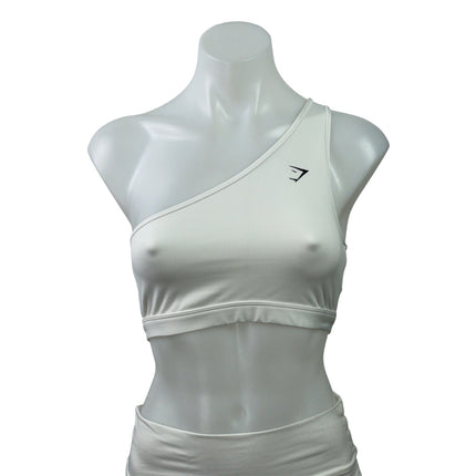 Gymshark White One-shoulder Sleeveless ActiveWorkout Sports Bra Crop Tank Top S