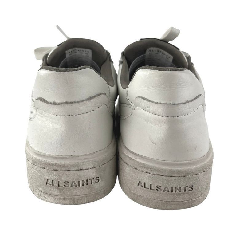AllSaints VIX Women;s White Leather Low Top Athletic Trainers Sneakers Shoes 7