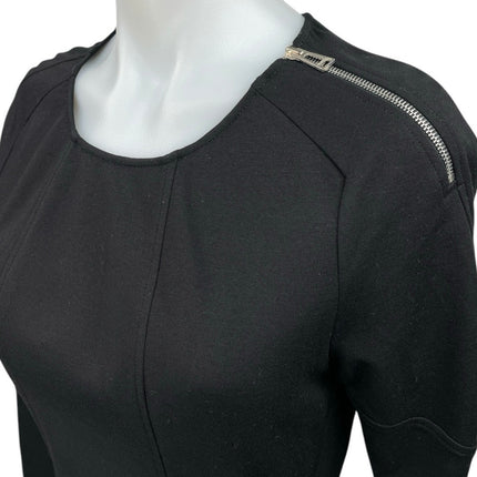 Belstaff Women's Black Long Sleeve Zip Shoulder Mini Fit & Flare Dress Size 8