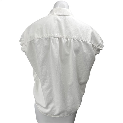 Madewell Women's White Button Up Short Sleeve Collar Shirt Blouse Top Size XS